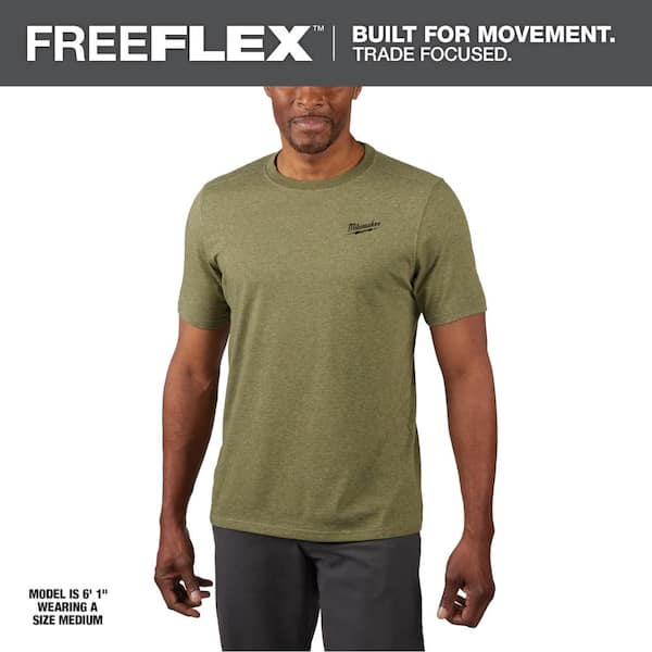 Milwaukee Men's X-Large Green Cotton/Polyester Short-Sleeve Hybrid Work T- Shirt 603GN-XL - The Home Depot