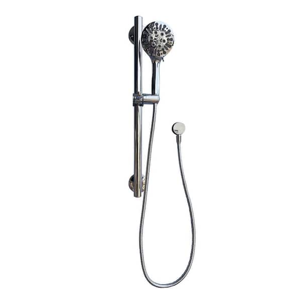 28 in. 3 in 1-Adjustable Slide Grab Bar in Chrome with 9-Function Handheld Shower Head in Chrome