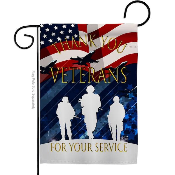 Angeleno Heritage MADE AND DESIGNED LOS ANGELES CALIFORNIA 13 in. x 18.5 in. Thank You Veterans Armed Forces Double-Sided Garden Flag Armed Forces Decorative Vertical Flags