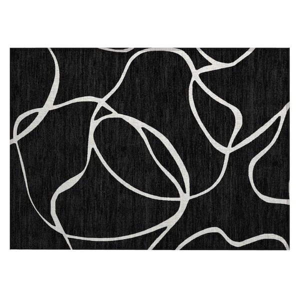 Addison Rugs Chantille Machine Washable Indoor/Outdoor Abstract ACN999 Black 1 ft. 8 in. x 2 ft. 6 in. Area Rug
