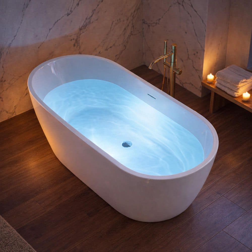 ANZZI Mone 67 in. L x 29 in. W Acrylic Glossy Flat bottom Soaking