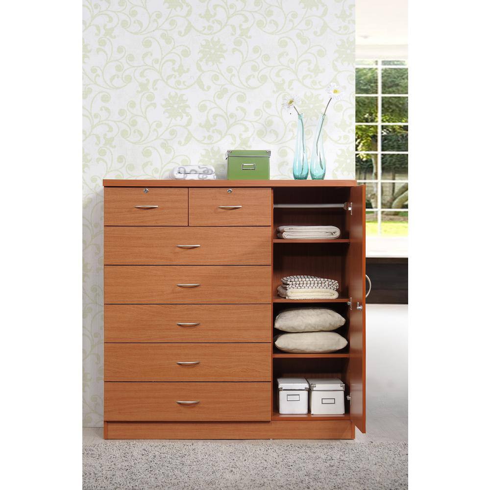 Cherry 7-Drawer Vertical Chest with Lock
