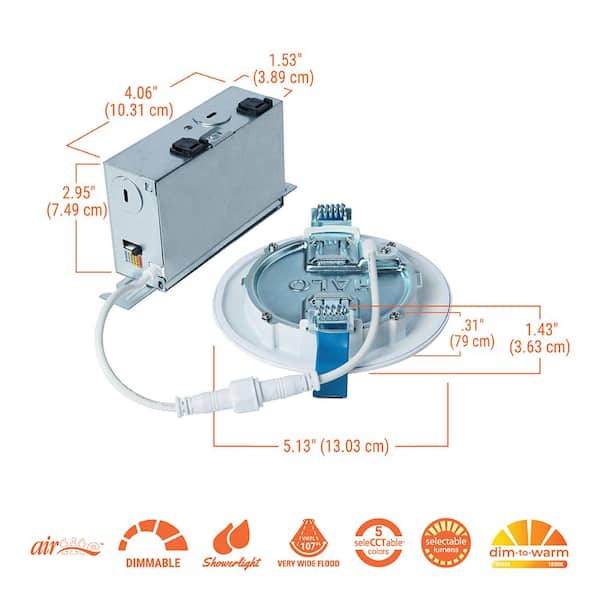 HLBC 4 in. Ultra-Slim Dimmable Regressed LED Downlight Selectable CCT with D2W Option