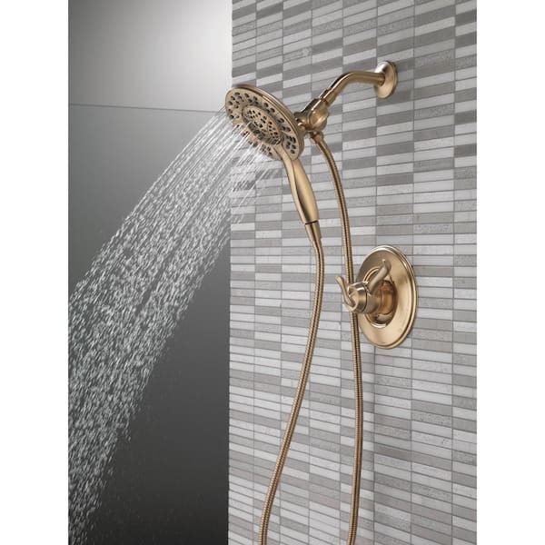 In2ition Gold 4-Spray Patterns 1.75 GPM 6 in. Wall Mount Dual Shower Heads in Champagne Bronze