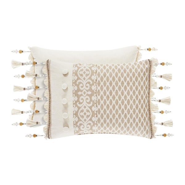 Unbranded Madrid Polyester Sand Boudoir Decorative Throw Pillow 15 in. X 20 in.