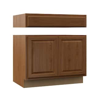 Hampton 36 in. W x 24 in. D x 34.5 in. H Assembled Accessible ADA Sink Base Kitchen Cabinet in Medium Oak without Shelf