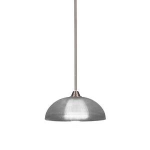 Madison 100-Watt 1-Light Brushed Nickel Bowl Mini Pendant Light with Glass Shade