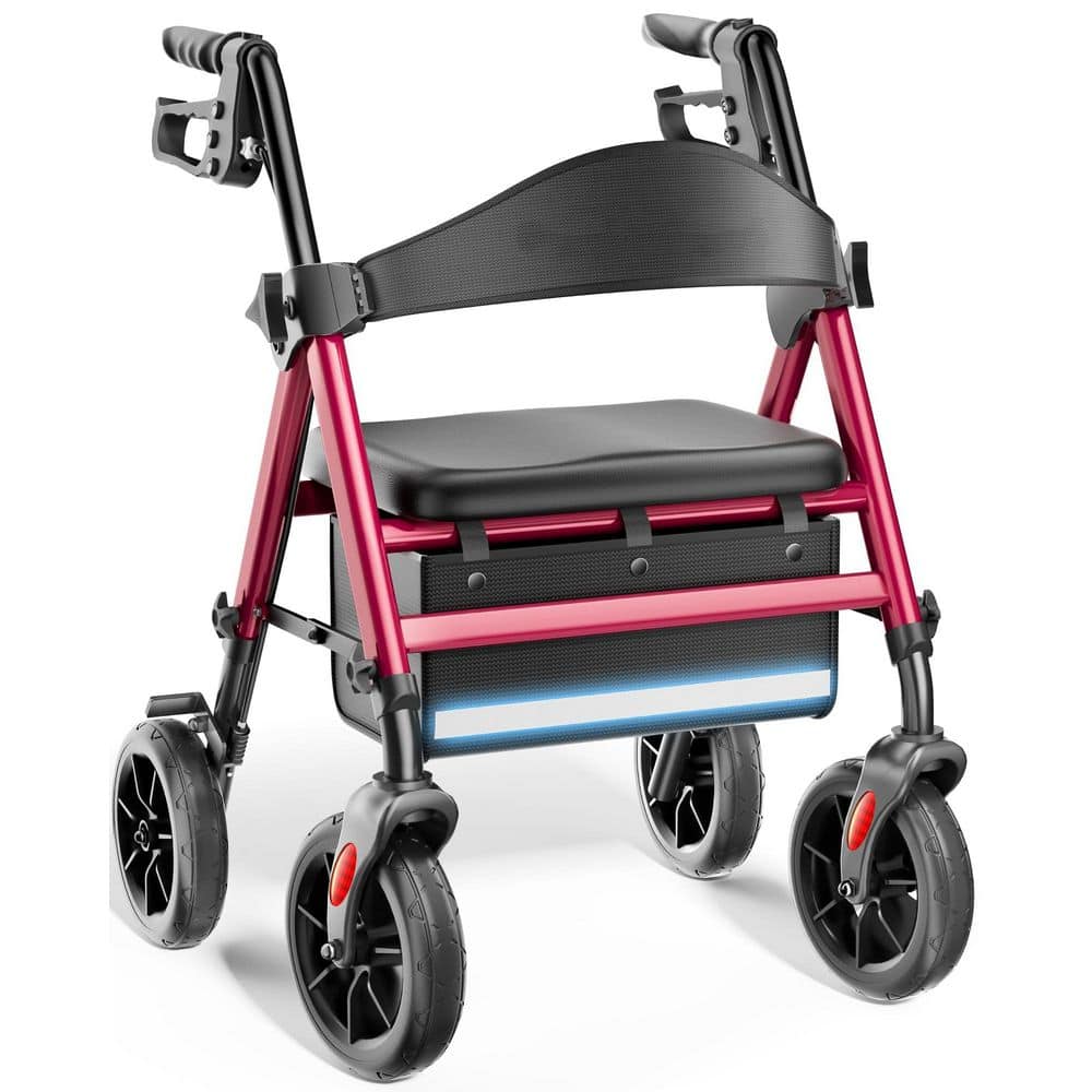 "4-Wheel Foldable Walker for Seniors with Seat, 350lb Capacity, 8"" All-Terrain Wheels, Adjustable Height Rollator" price history on PriceWatchPro