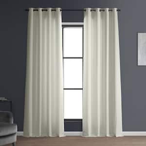 Magnolia Off White Italian Faux Linen Grommet Room Darkening Curtain - 50 in. W x 108 in. L (1 Panel)