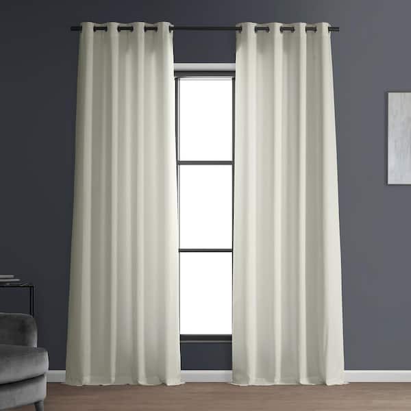 Exclusive Fabrics & Furnishings Magnolia Off White Italian Faux Linen Grommet Room Darkening Curtain - 50 in. W x 84 in. L (1 Panel)