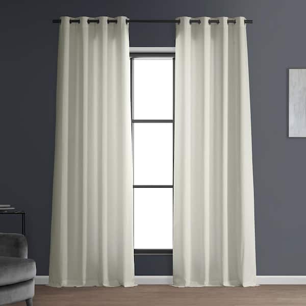 Exclusive Fabrics & Furnishings Magnolia Off White Italian Faux Linen Grommet Room Darkening Curtain - 50 in. W x 96 in. L (1 Panel)