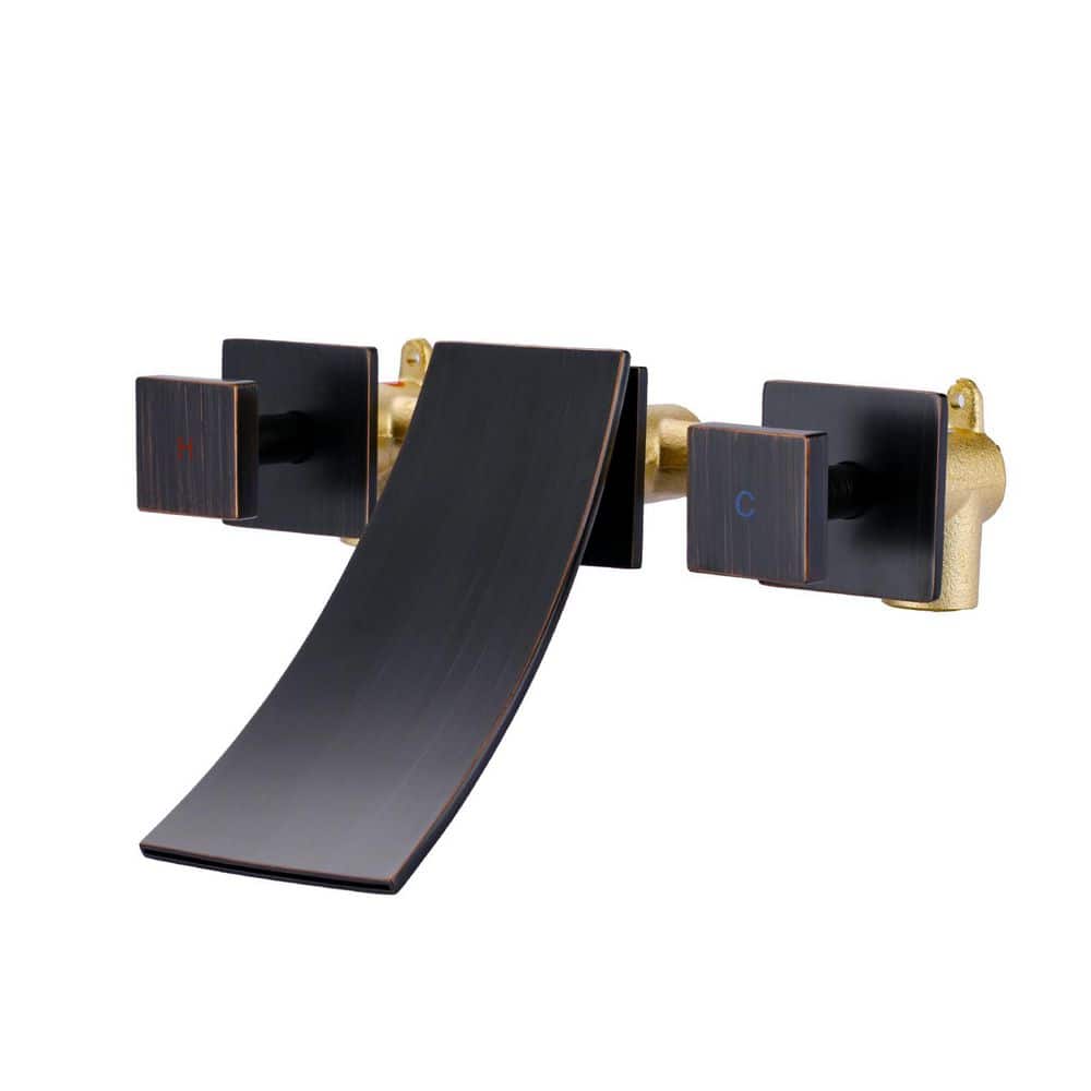 Double Handle Wall Mounted Bathroom Faucet with Waterfall Spout in Oil Rubbed Bronze price history on PriceWatchPro