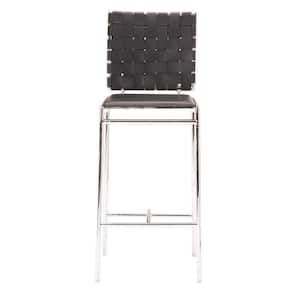 26 in. Black Low Back Metal Counter Height Bar Chair with Metal Seat Set of 2