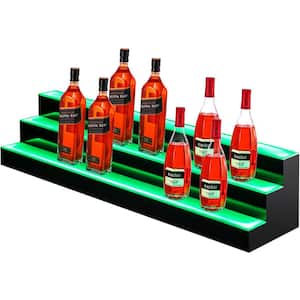 26-Bottle Corner LED Liquor Bottle Display Shelf 60 in. LED Bar Shelves for Liquor 3-Step Wine Rack for Commercial Bar