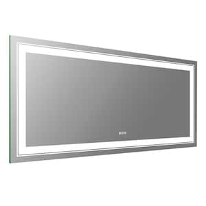 60 in. W x 28 in. H Rectangular Frameless Dimmable LED Light Anti-Fog Wall Bathroom Vanity Mirror Super Bright