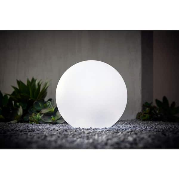 Hampton Bay 12 in. Battery Operated White LED Path Light RGB Color Changing Globe (1-Pack)