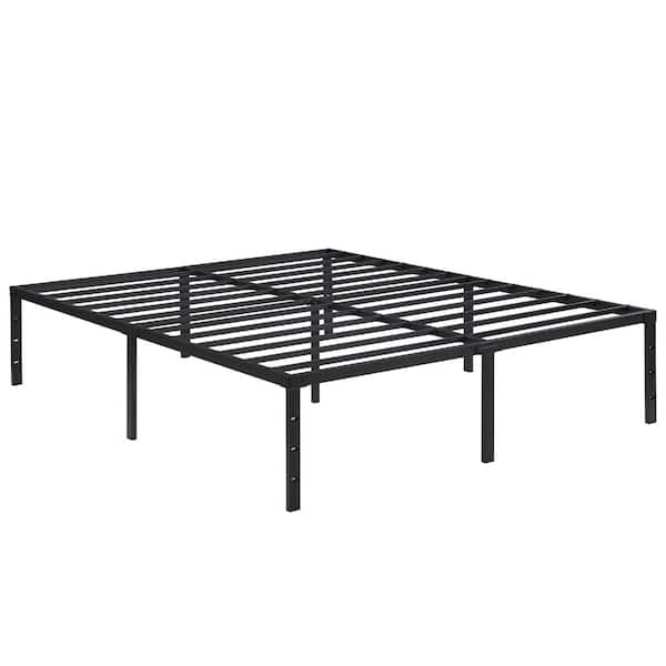 Black Metal Frame Queen Platform Bed with Heavy Duty Steel Slats & Under Bed Storage durable construction