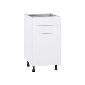 Fairhope Bright White Slab Assembled Base Kitchen Cabinet with Two 5 in. Drawers (18 in. W x 34.5 in. H x 24 in. D)
