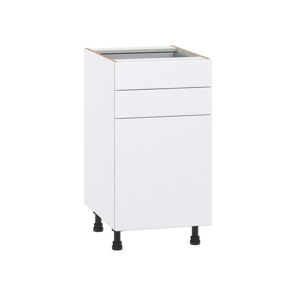 J COLLECTION Fairhope Bright White Slab Assembled Base Kitchen Cabinet with Two 5 in. Drawers (12 in. W X 34.5 in. H X 24 in. D)