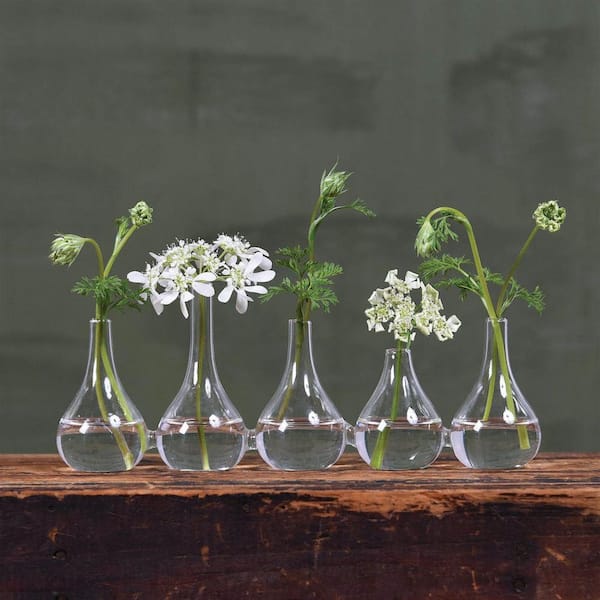 HomeRoots Shelly 5-Piece Clear Bud Table Vase 2000384125 - The