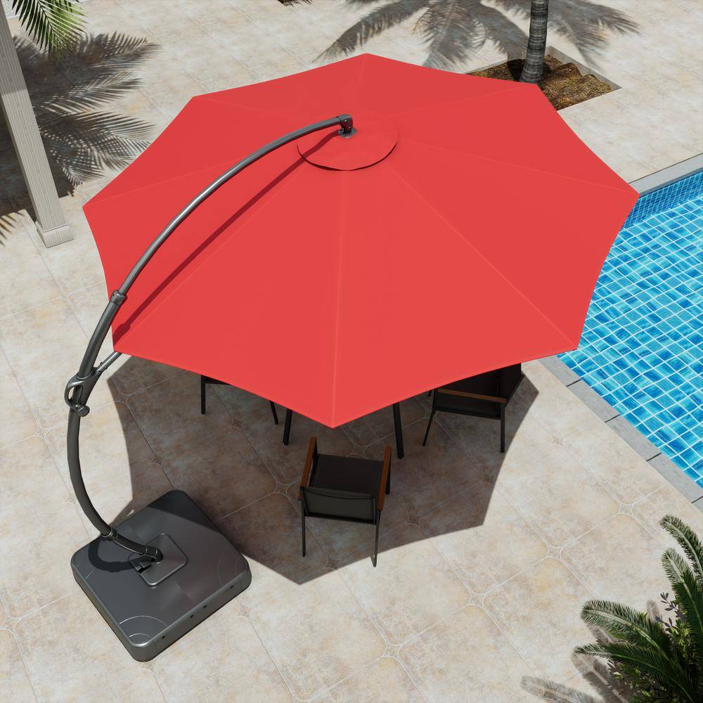 11' Red Aluminum Cantilever Patio Umbrella with Base