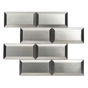 Titan 3D Silver Aluminum Subway 12 in. x 11.93 in. Metal Peel and Stick Tile (7.95 sq. ft./8-Pack)