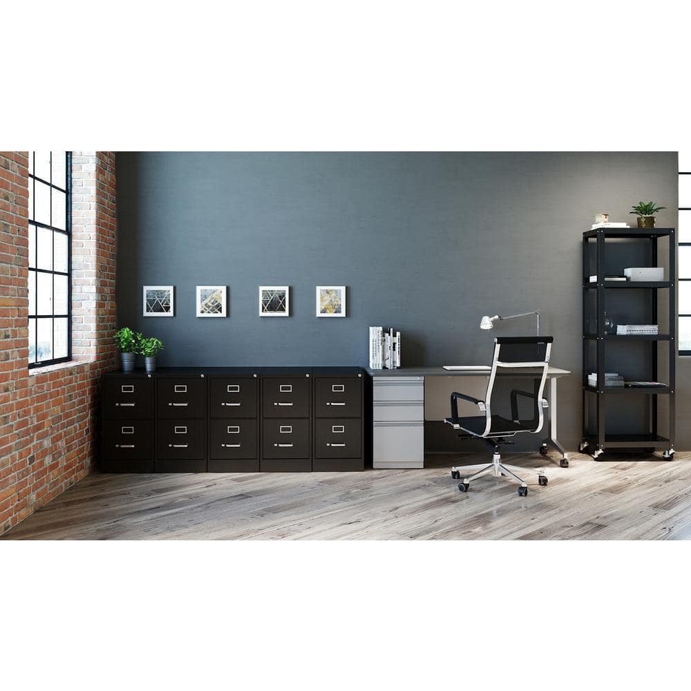 Black Steel Vertical 2-Drawer Lockable File Cabinet