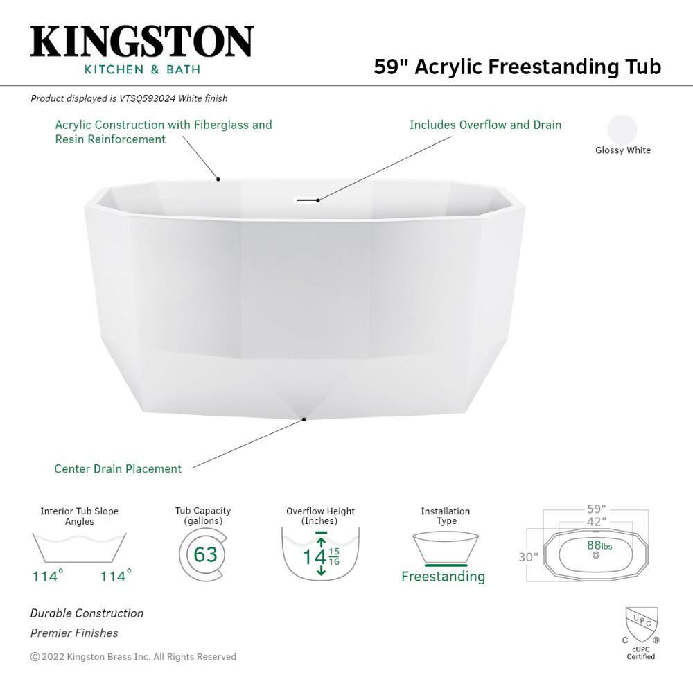 Glossy White Acrylic Freestanding Tub with Geometric Design