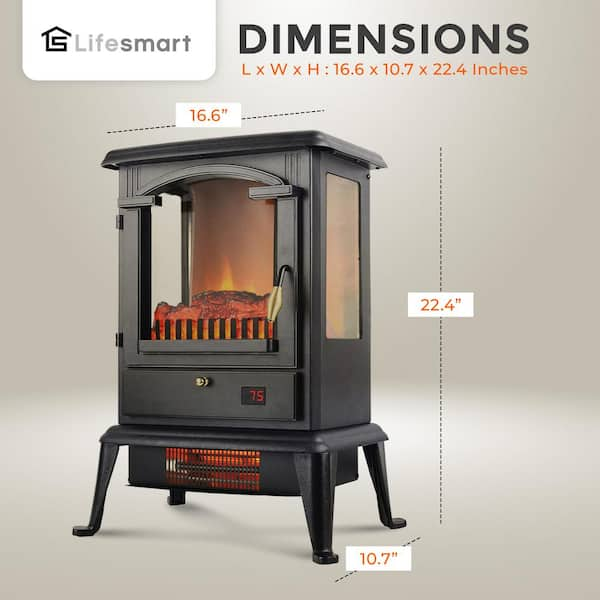 Lifesmart LifeSmart LifePro 1500 Watt Large Room 3 Sided Portable Electric Infrared Stove Space Heater LPHT1109 The Home Depot