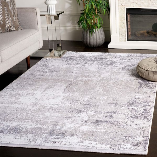 Signature 7 ft. x 10 ft. Gray/Ivory Marble Area Rug