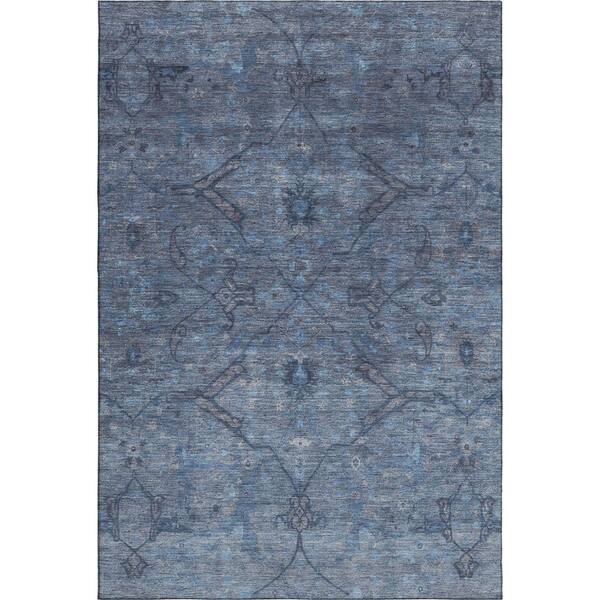 Mayfield Premium Machine Washable Abstract AMF2299 Blue 10 ft. x 14 ft. Area Rug