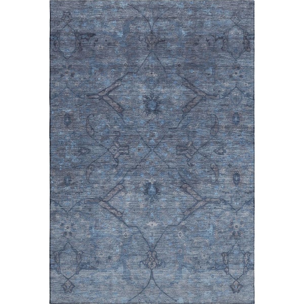 Mayfield Premium Machine Washable Abstract AMF2299 Blue 9 ft. x 12 ft. Area Rug