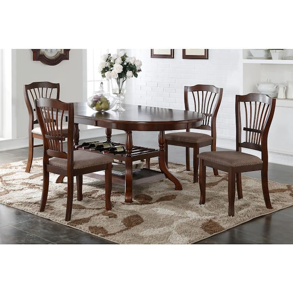 New Classic Furniture Bixby 5-Piece Espresso Wood Top Dining Table Set (Seats 4)