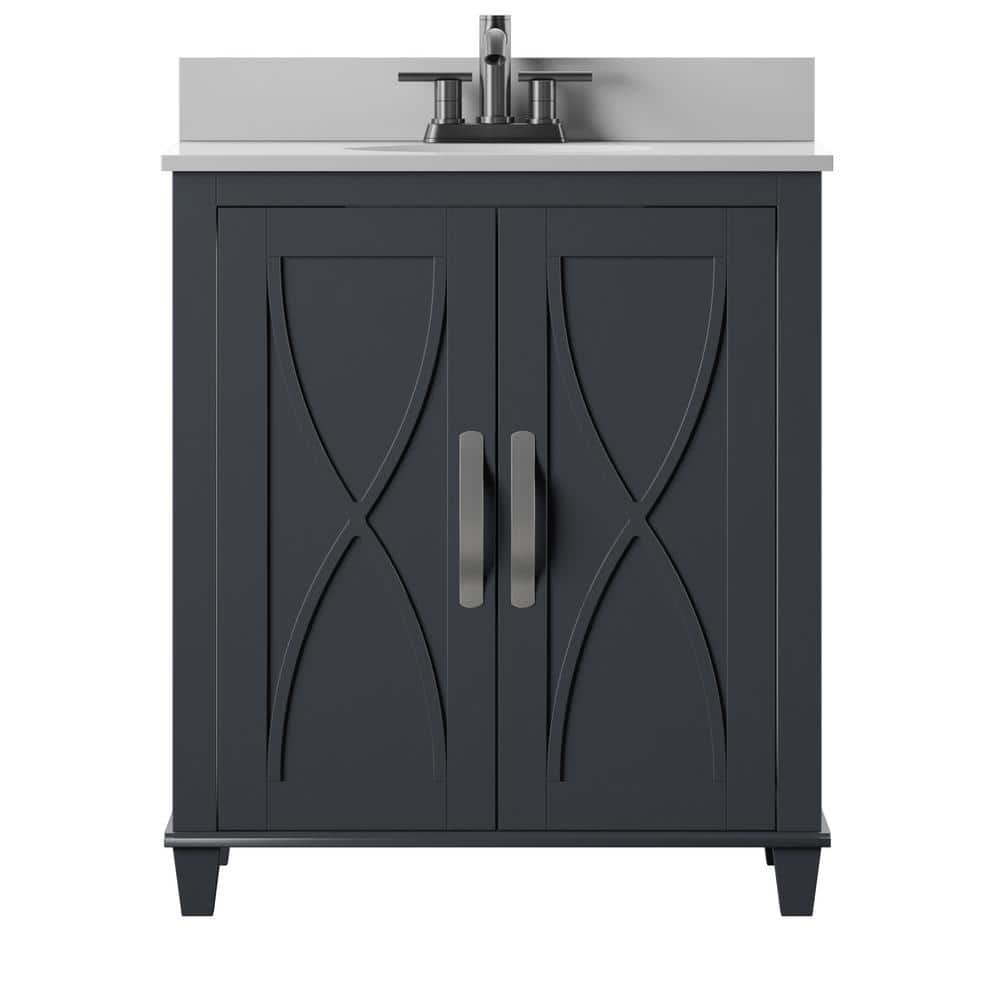 Metro Gray 30" Single Bathroom Vanity with White Stone Top