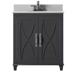 30 in. W x 20 in. D Bath Vanity in Metro Gray with Top in White with White Basin