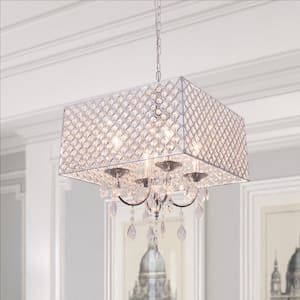 Indianapolis 4-Light Chrome Lantern Chandelier with Crystal Accents