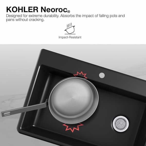 最高級のスーパー Granite Black Matte Cairn KOHLER Composite Double in. .5 33 パンツ