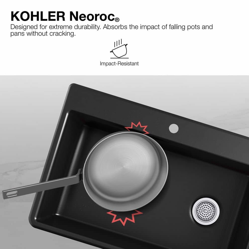 Matte Graphite Neoroc Undermount Single-Bowl Kitchen Sink