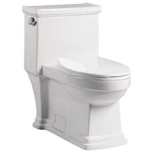 Glanville 12 in. 1-Piece 1.28/ 4.8 GPF Single Flush Elongated Toilet in White, Seat Included