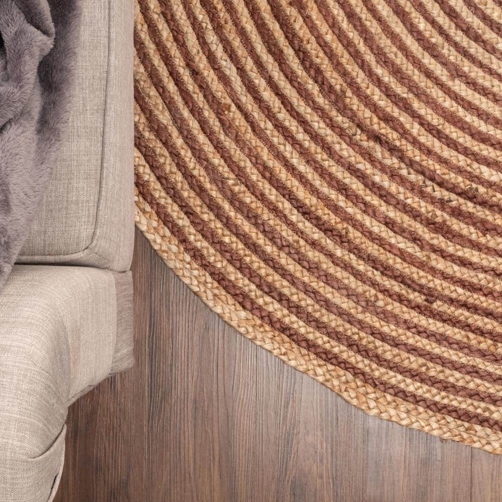Lenexa Handwoven Coffee Jute 8' Round Braided Area Rug