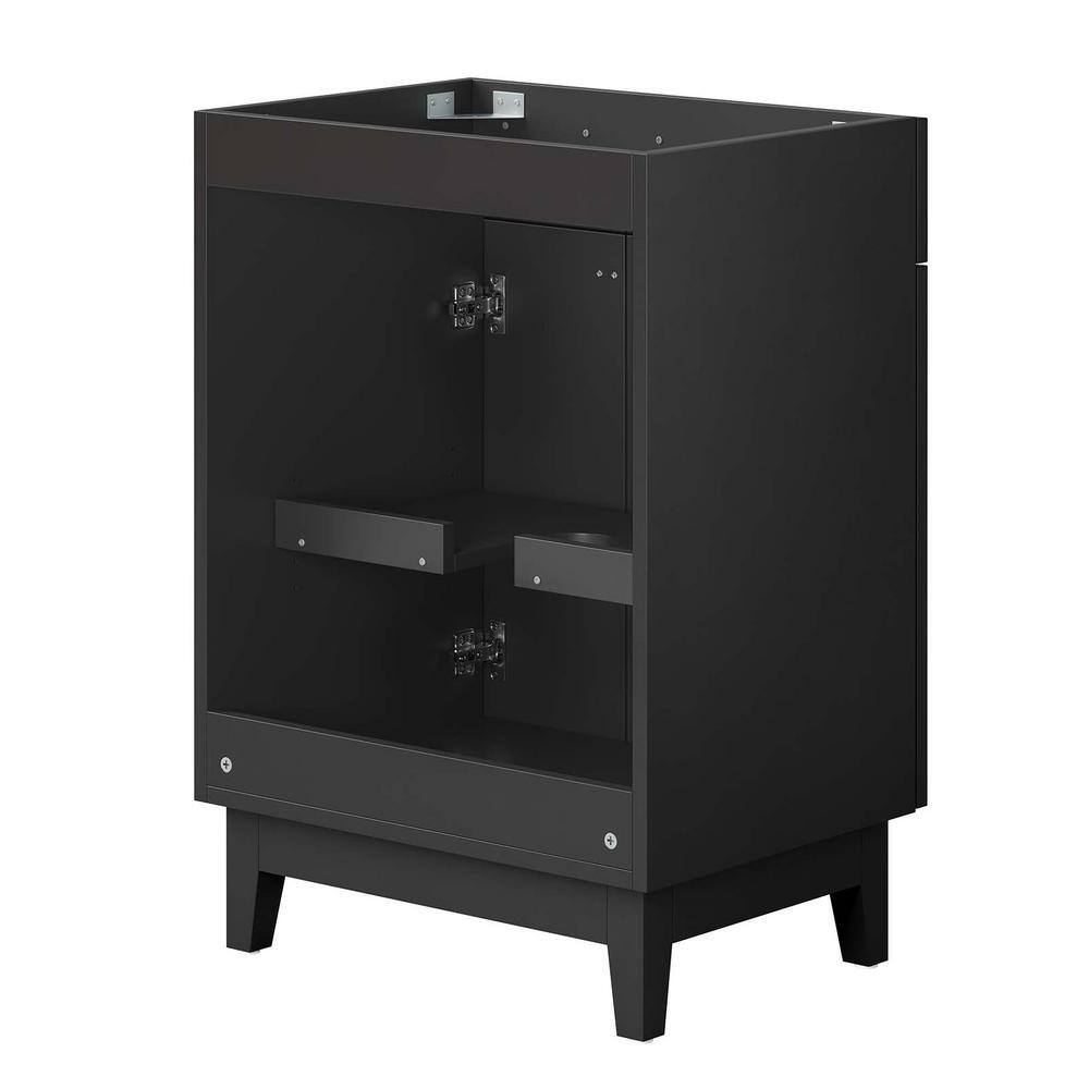 Miles 24" Black Particleboard Bathroom Vanity Cabinet with Rubberwood Legs