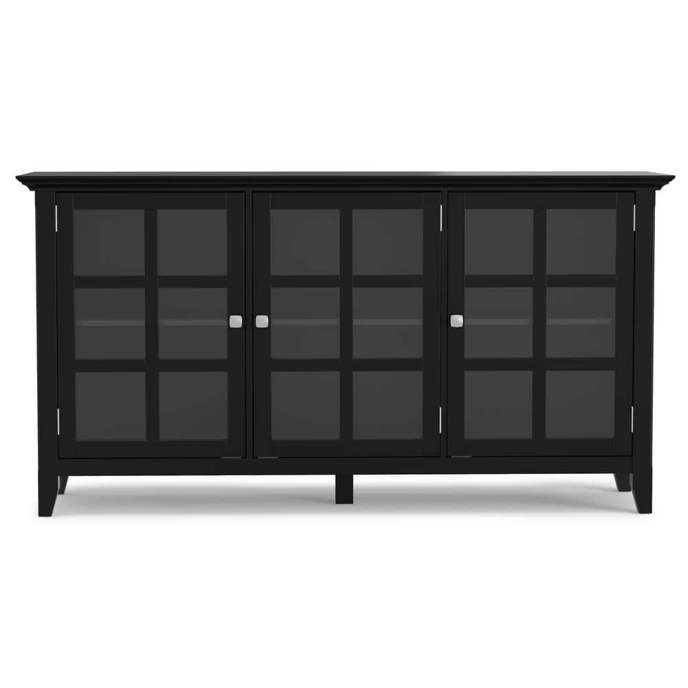 Acadian Black Solid Wood Storage Cabinet with Adjustable Shelves