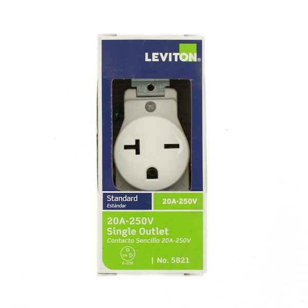 20 Amp Commercial Grade Double-Pole Single Outlet, White