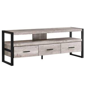 Jasmine 16 in. Taupe and Black Particle Board TV Stand with 3 Drawer Fits TVs Up to 55 in.
