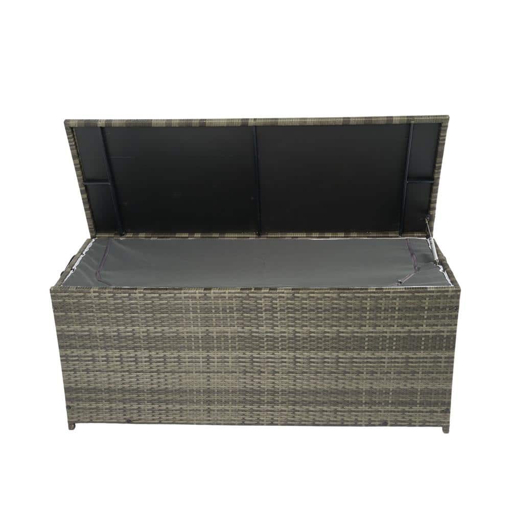 113 Gal. Gray Outdoor Wicker Deck Box