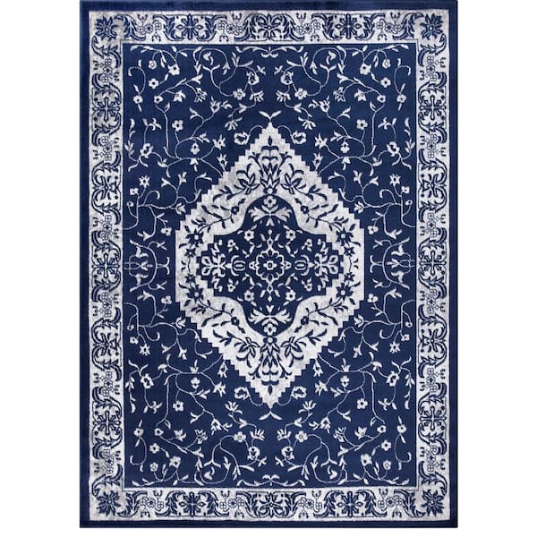 Concord Global Trading Jefferson Collection Pearl Heriz Navy 7 ft. x 9 ft. Medallion Area Rug