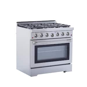 36 in. 6-Burners Liquid Propane Gas Range in Stainless Steel with Convection Oven