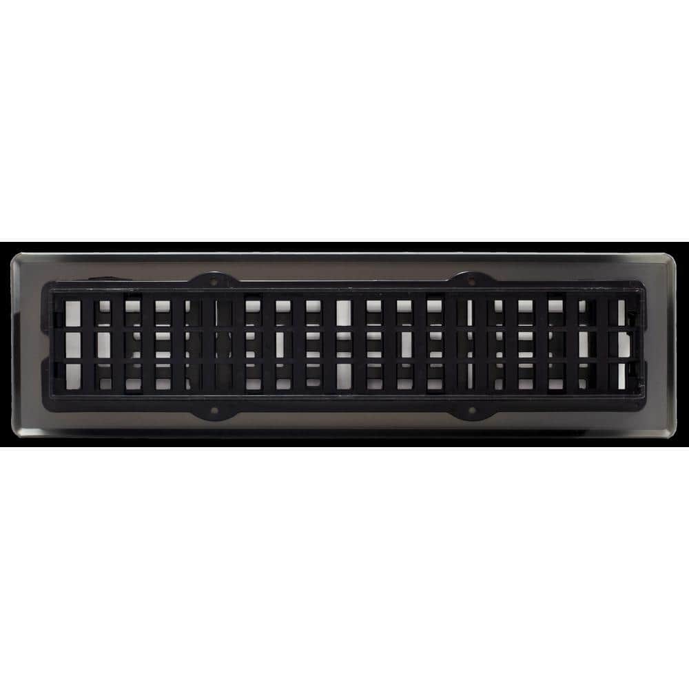 Gun Metal Rectangular Oriental Floor Register, 2x12 Inches