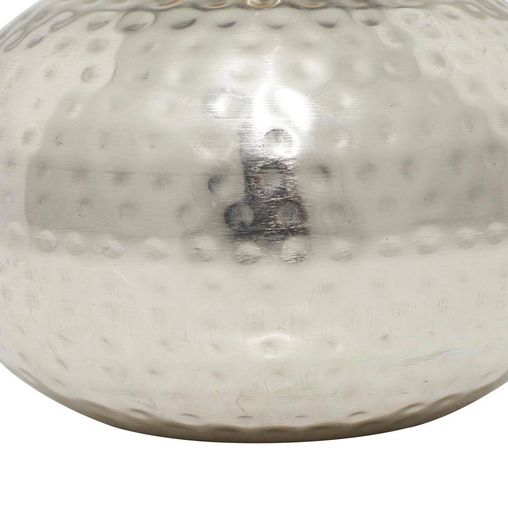 Silver Hammered Metal Decorative Jar with Wood Lid
