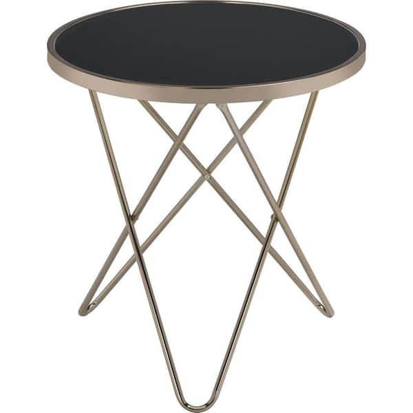 Donason 22 in. W Black Short Round Glass End Table